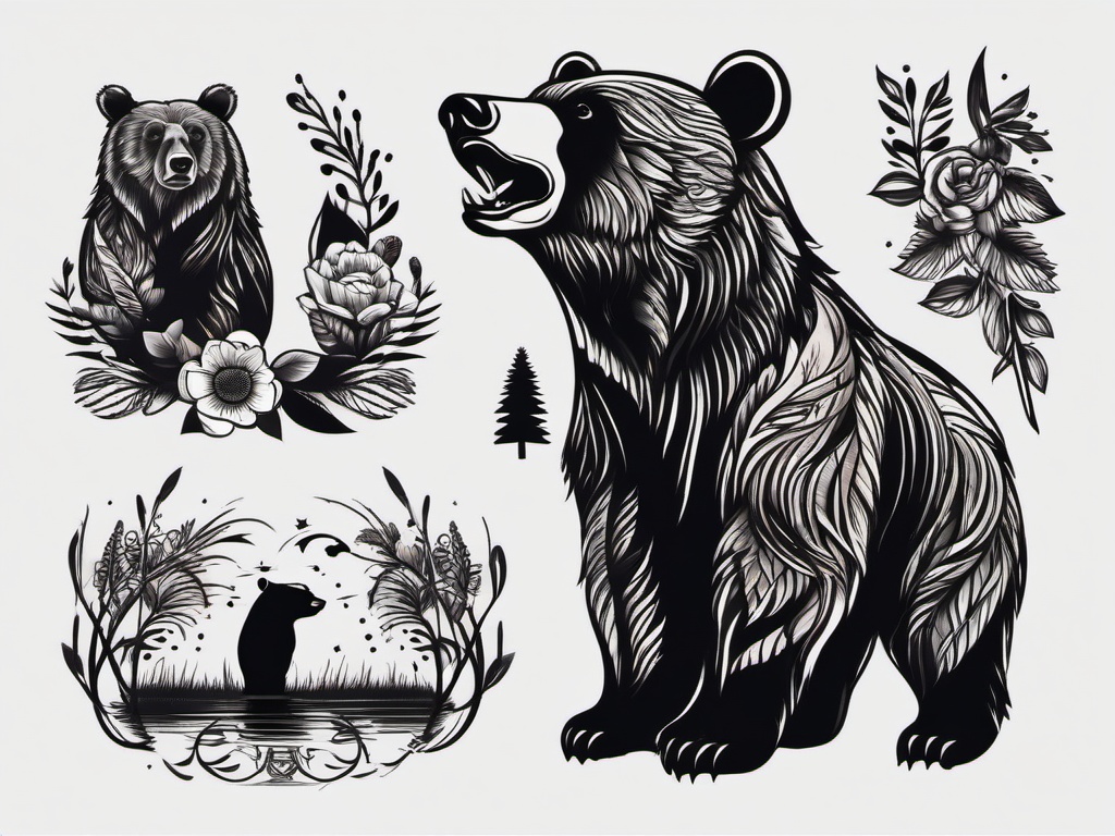 bear tattoo small  simple vector color tattoo