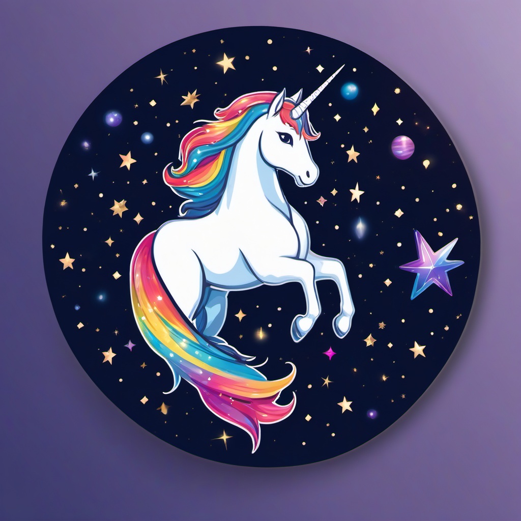 Space Unicorn sticker- Galactic Sparkles and Giggles, , sticker vector art, minimalist design