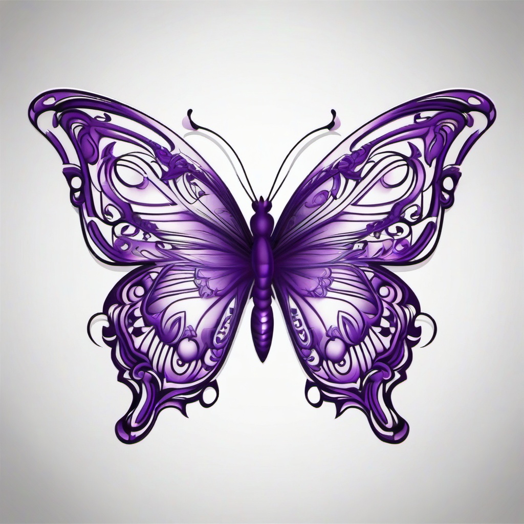 purple outline butterfly tattoo  