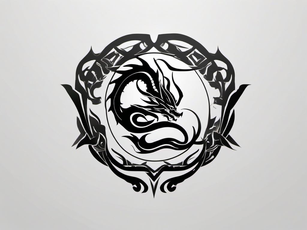 Akali Dragon Tattoo - Tattoo inspired by Akali, a character with dragon motifs in League of Legends.  simple color tattoo,minimalist,white background