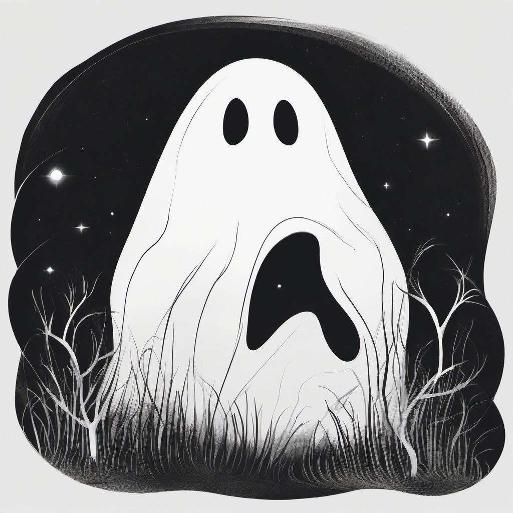 drawing of a friendly ghost  minimal rough sketch scribbles,doodles,black and white