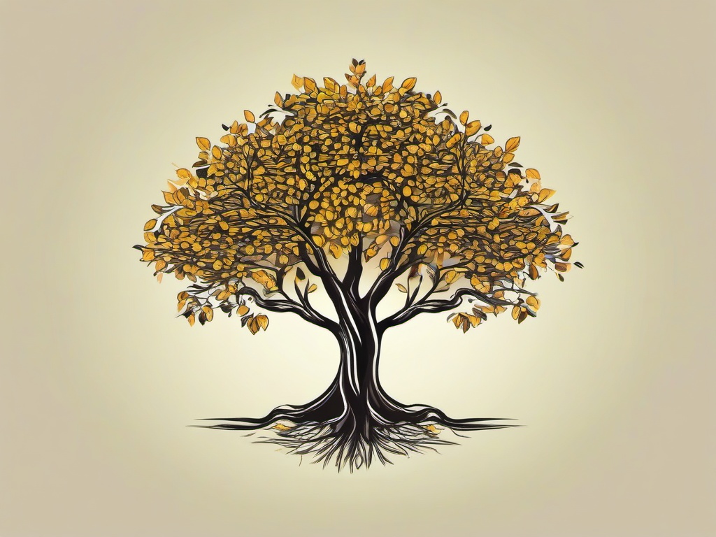 linden tree tattoo  simple vector color tattoo