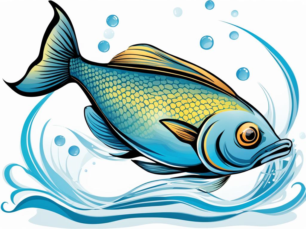 fish clipart - a playful fish swimming in water. 