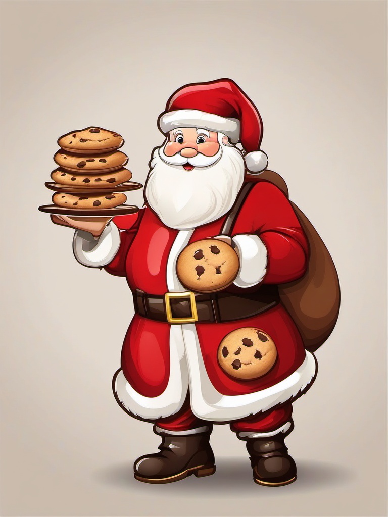 Santa clipart - Santa with cookies and milk  