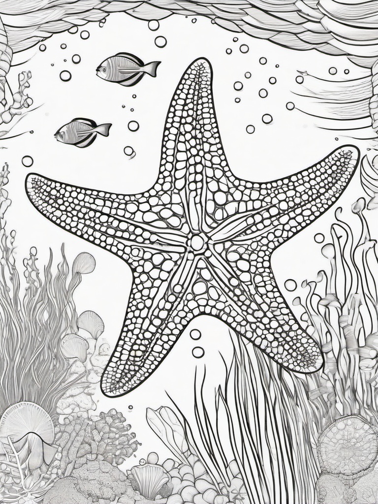 Starfish Coloring Page - Ocean Floor Explorer  black outline printable coloring page