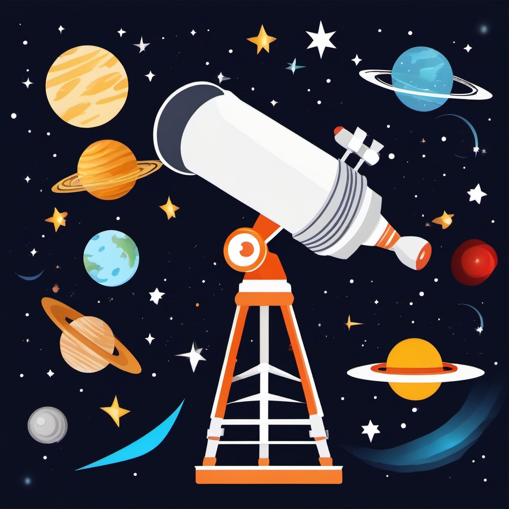 Space Telescope Observing the Cosmos clipart - Space telescope, ,vector color clipart,minimal