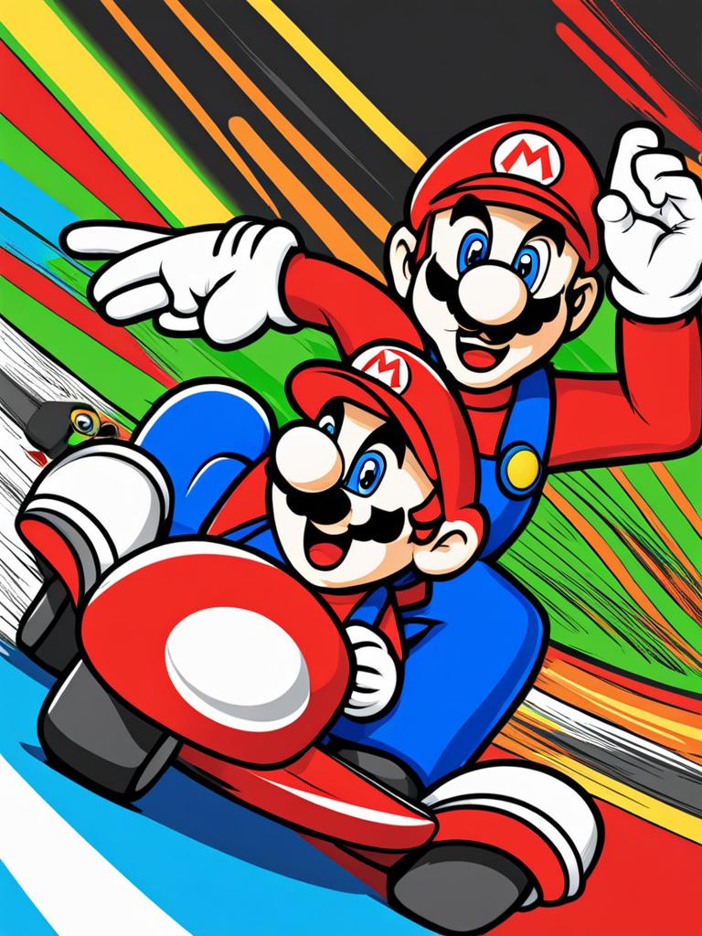 mario coloring pages - mario and luigi race go-karts on a thrilling track. 