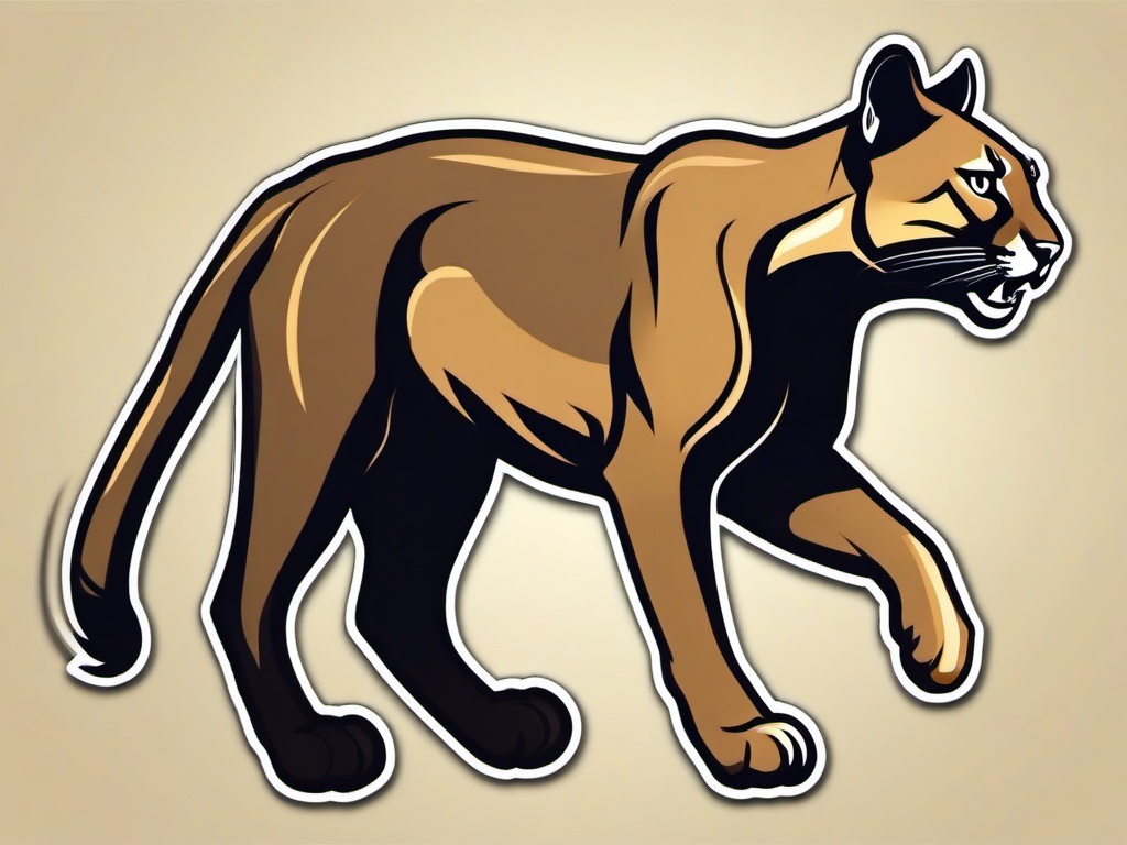 Cougar cartoon - powerful feline with a stealthy gait  cartoon sticker style