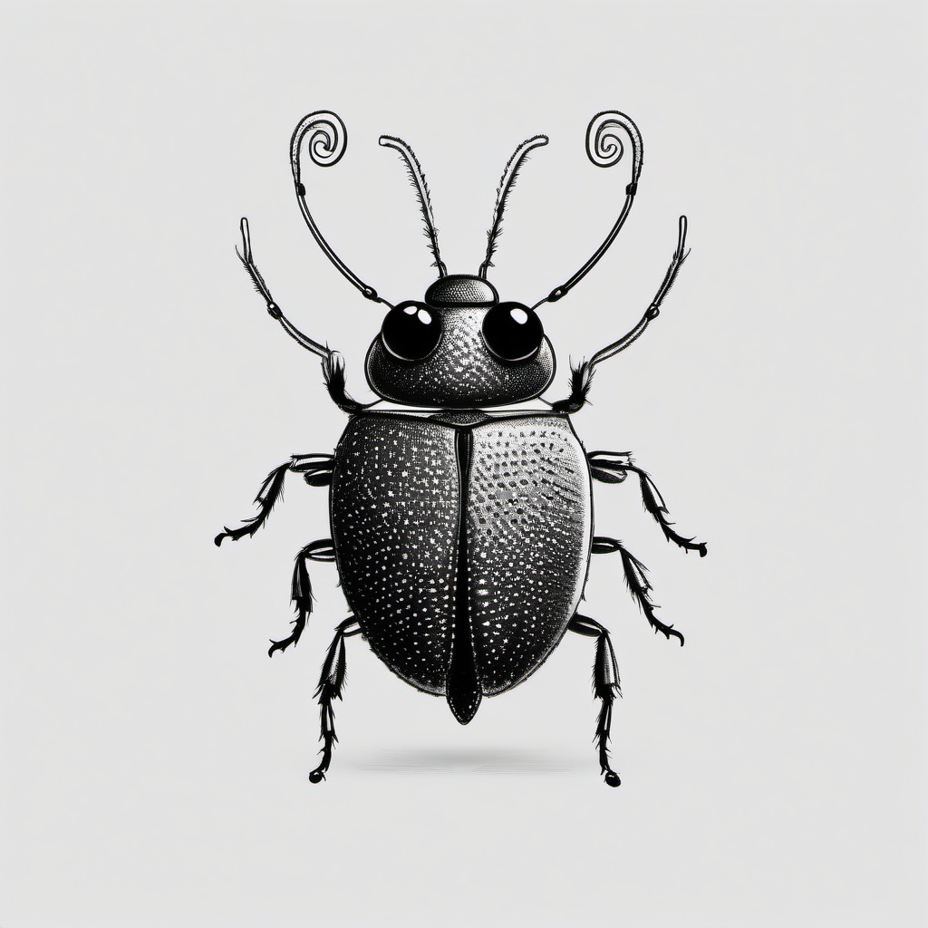 drawing of a cartoon bug with a smile  minimal rough sketch scribbles,doodles,black and white