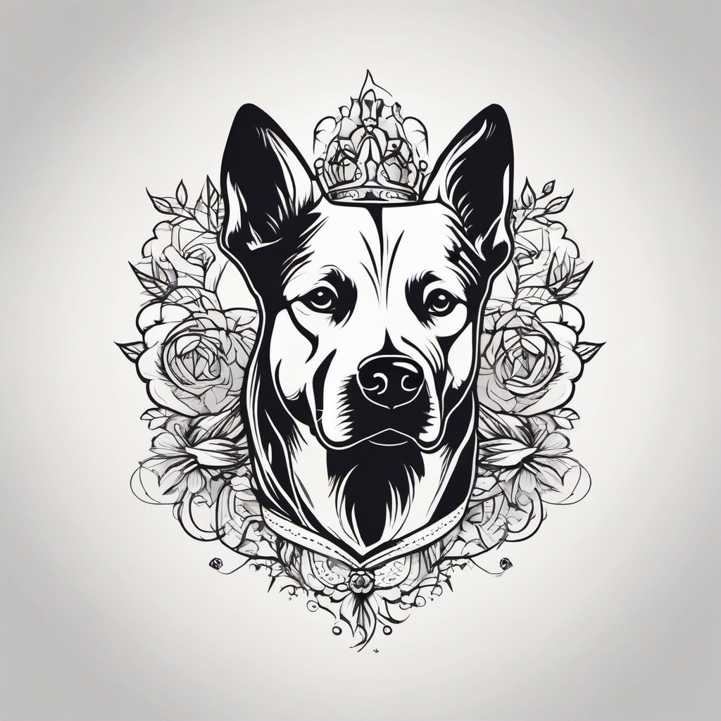 Dog tattoo: A loyal companion immortalized in ink, celebrating the bond between humans and dogs.  color tattoo style, minimalist, white background