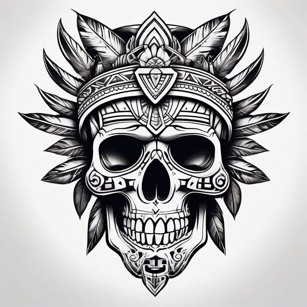 Aztec Skull Tattoo Drawings  minimal,tattoo,white background