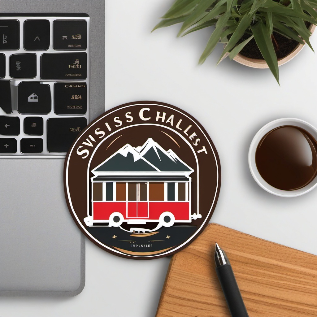 Swiss Chalet Sticker - Transport yourself to the Alps with the cozy and Swiss chalet sticker, , sticker vector art, minimalist design