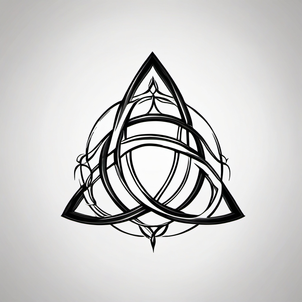 irish triquetra tattoo  simple color tattoo,minimal,white background