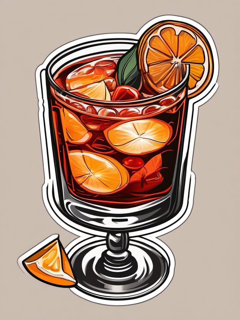 Negroni Nectar sticker- Equal parts gin, vermouth, and Campari, stirred and garnished with an orange peel for a bittersweet experience., , color sticker vector art