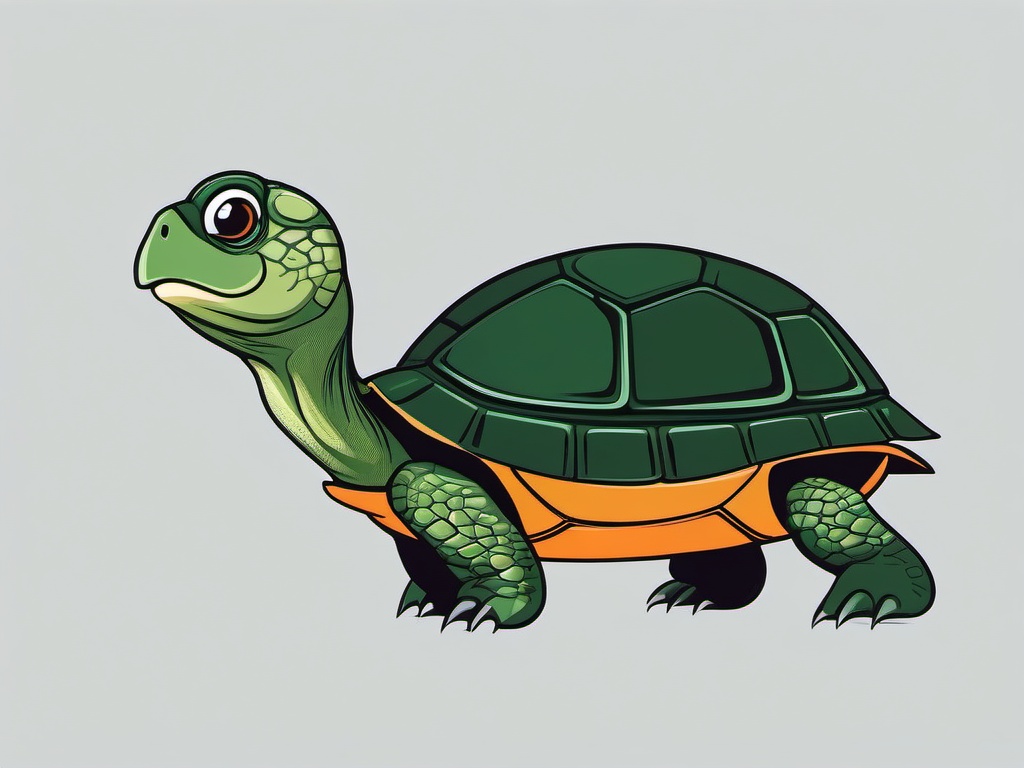 Turtle cartoon  minimal, white background