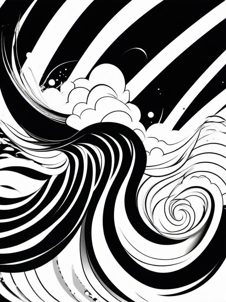 Black and White Wave Tattoo - Keep it classic and timeless with a black and white wave-themed tattoo.  simple vector color tattoo,minimal,white background