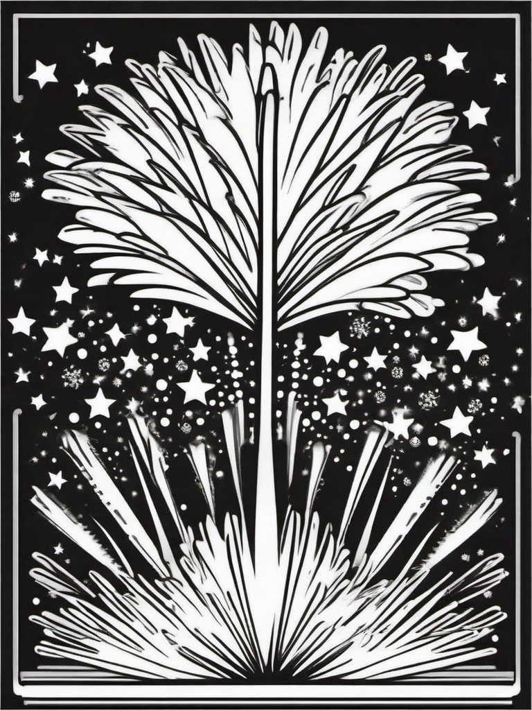 Holiday Fireworks Coloring Pages - Explosive Celebration for New Year  minimal black outline printable sheet, coloring page