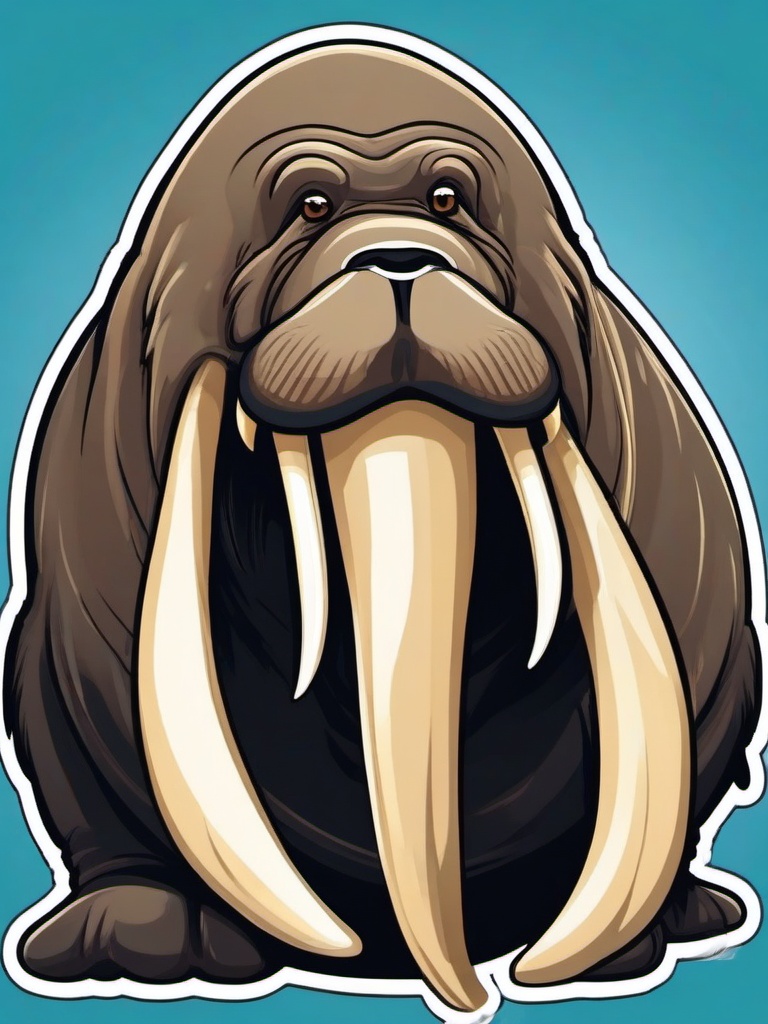 Walrus cartoon - tusked ocean giant  cartoon sticker style