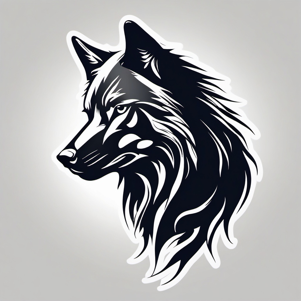 Wolf Silhouette Tattoo,striking tattoo of a wolf in a bold and distinctive silhouette. , tattoo design, white clean background