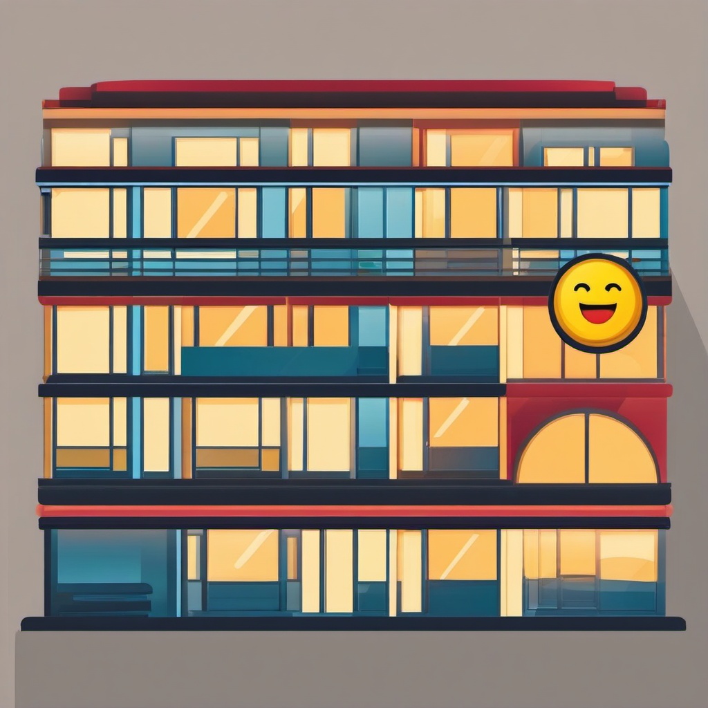 Motel Building Emoji Sticker - Budget-friendly stay, , sticker vector art, minimalist design