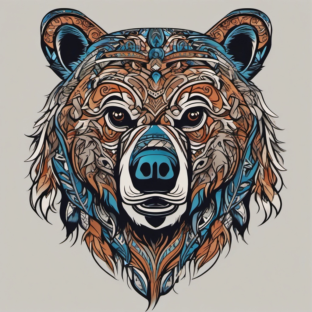 norse tribal bear tattoo  simple vector color tattoo