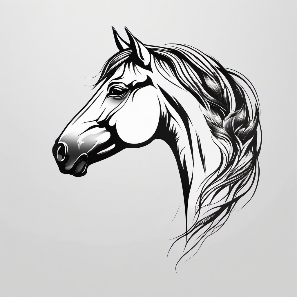 horse head tattoo simple  simple tattoo,minimalist,white background