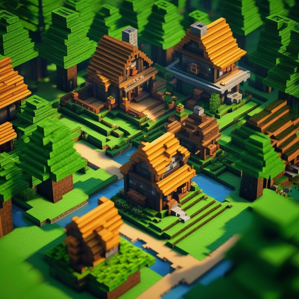 Small town in forest biome - minecraft house design ideas minecraft block style