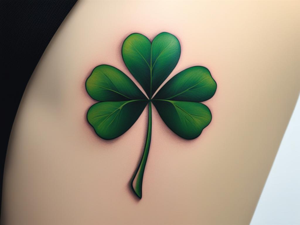 4 leaf clover tattoo minimalist color design 