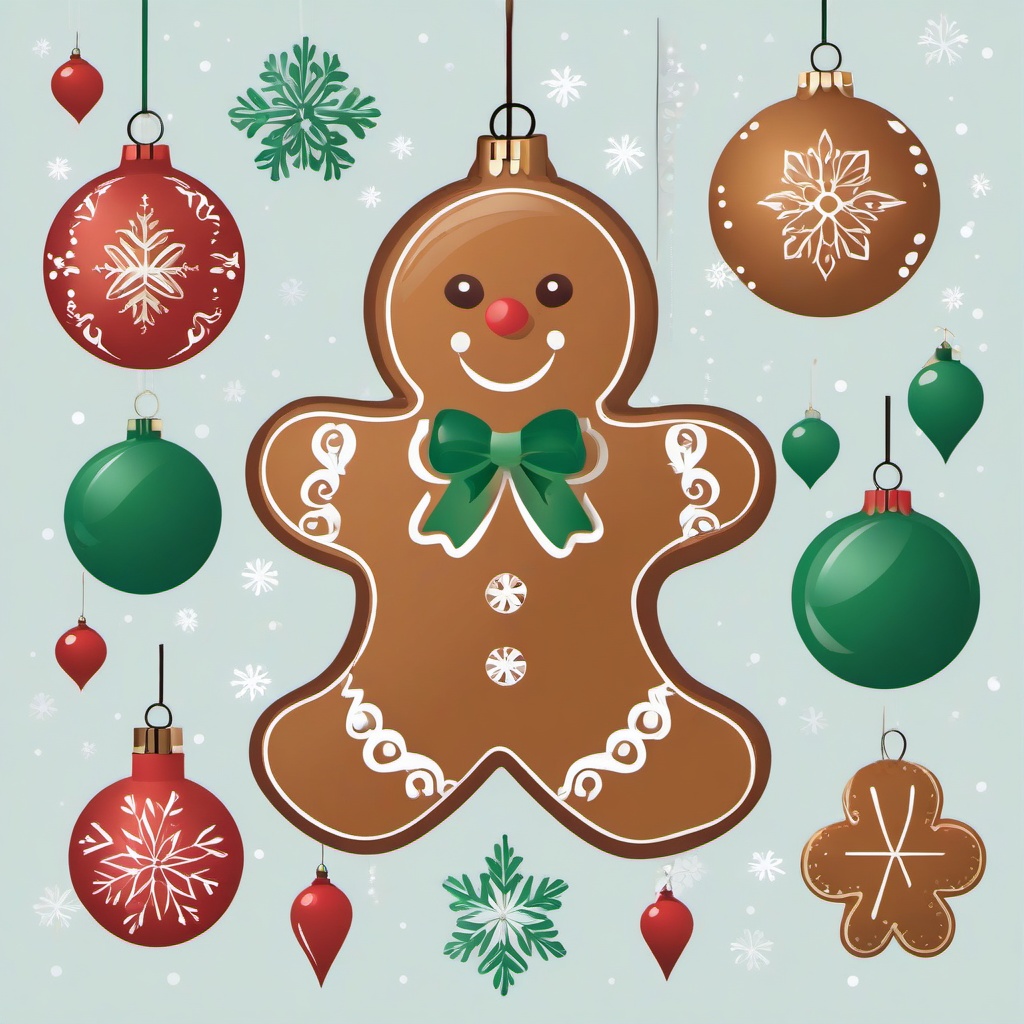 Christmas Ornament clipart - ornament with a gingerbread design  color,minimalist,vector clipart