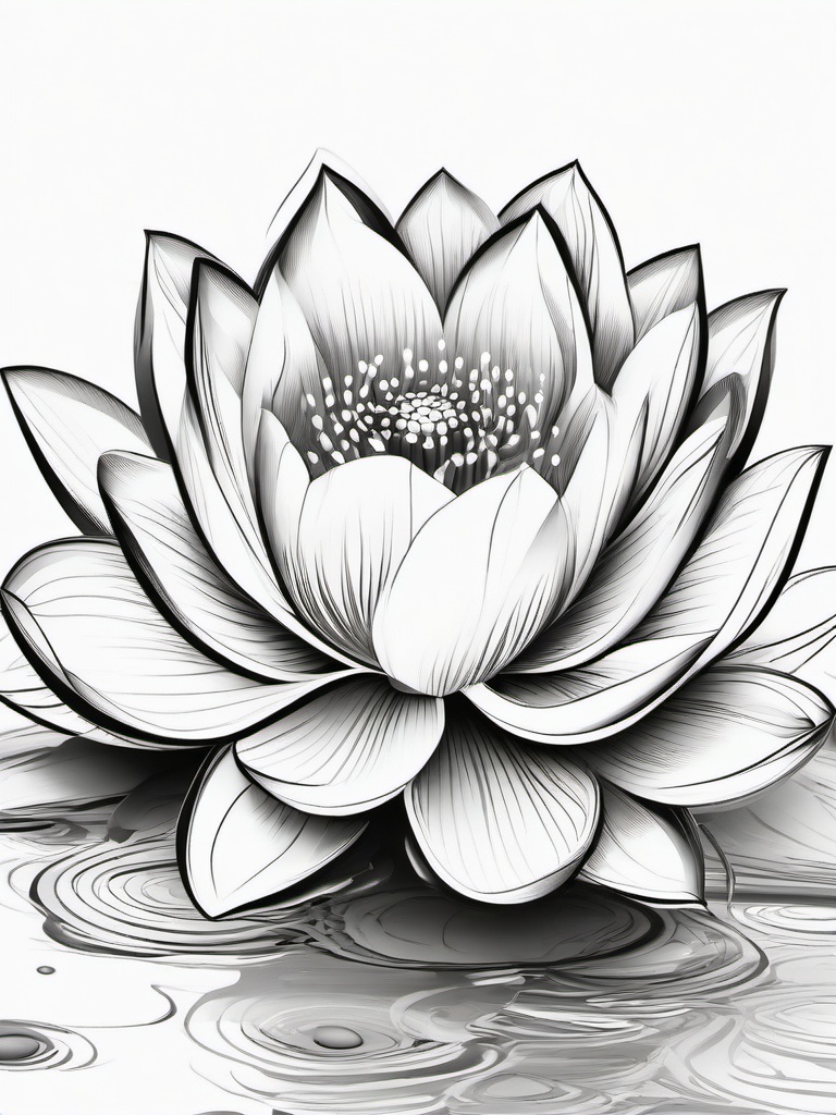 Floral Lotus - Sacred flowers that bloom on water surfaces.  outling,coloring pages,black and white