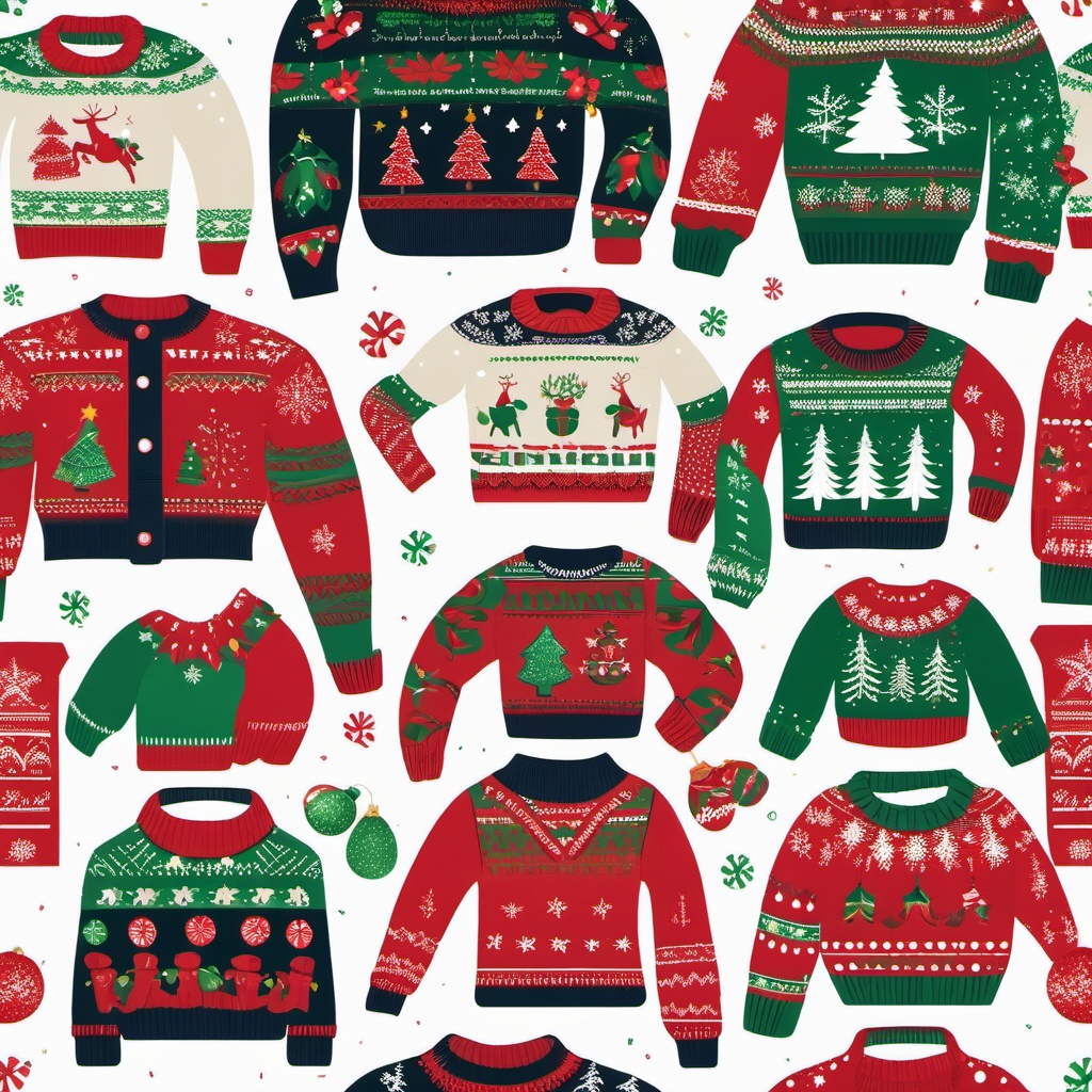 Ugly Sweater Clipart,Creating a holiday party invitation with ugly sweater clipart  simple, 2d flat