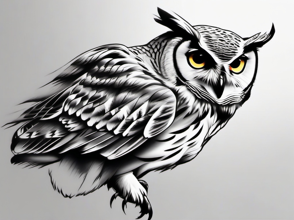 Realistic Owl Tattoos - Realistic owl  minimal tattoo design, white background