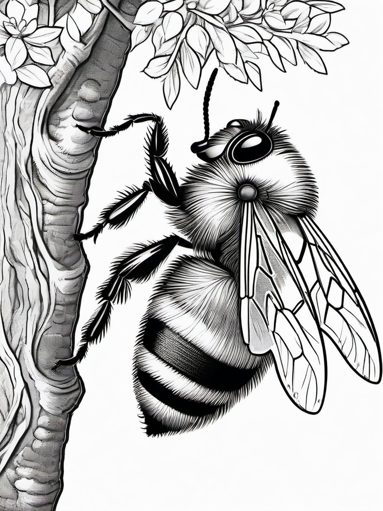 Bumblebee Coloring Pages - Bee hive hanging from a tree branch  simple coloring pages