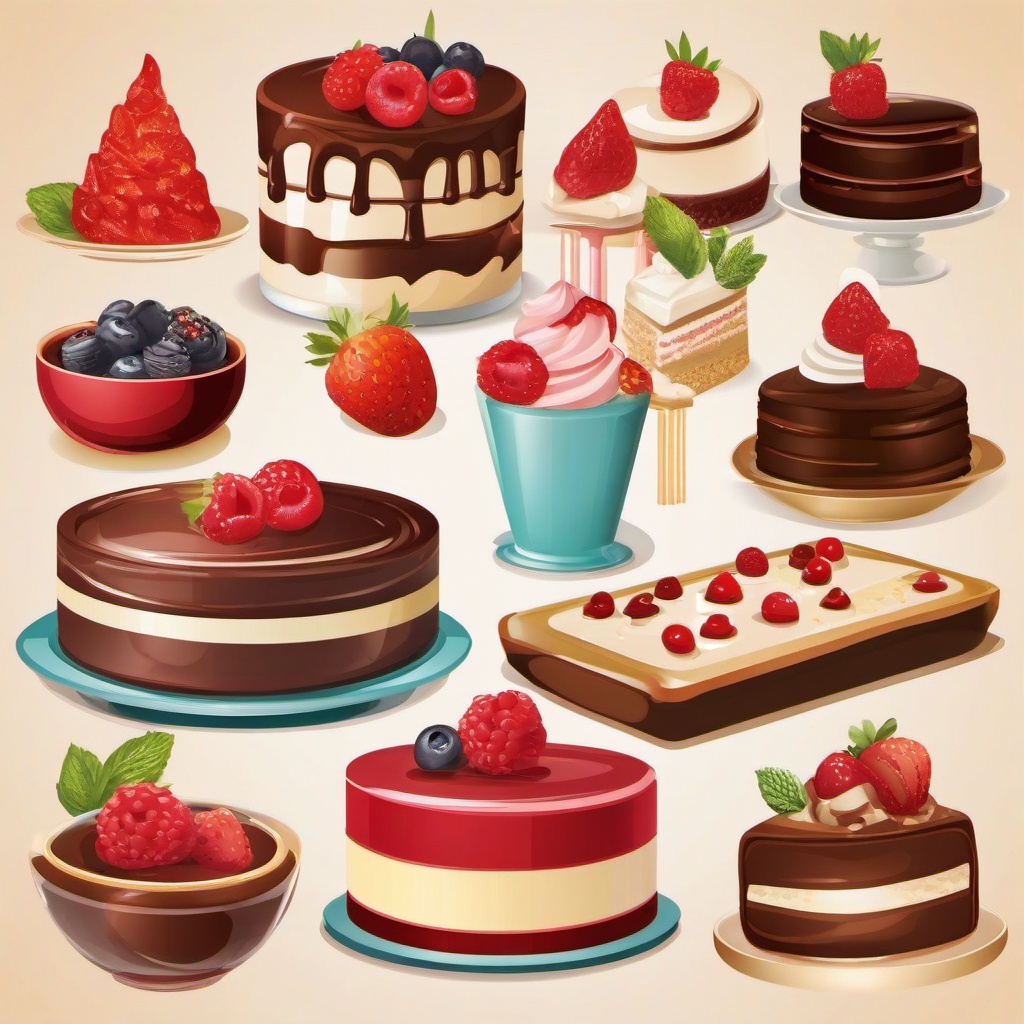 Cooking clipart - delicious dessert display  vector clipart