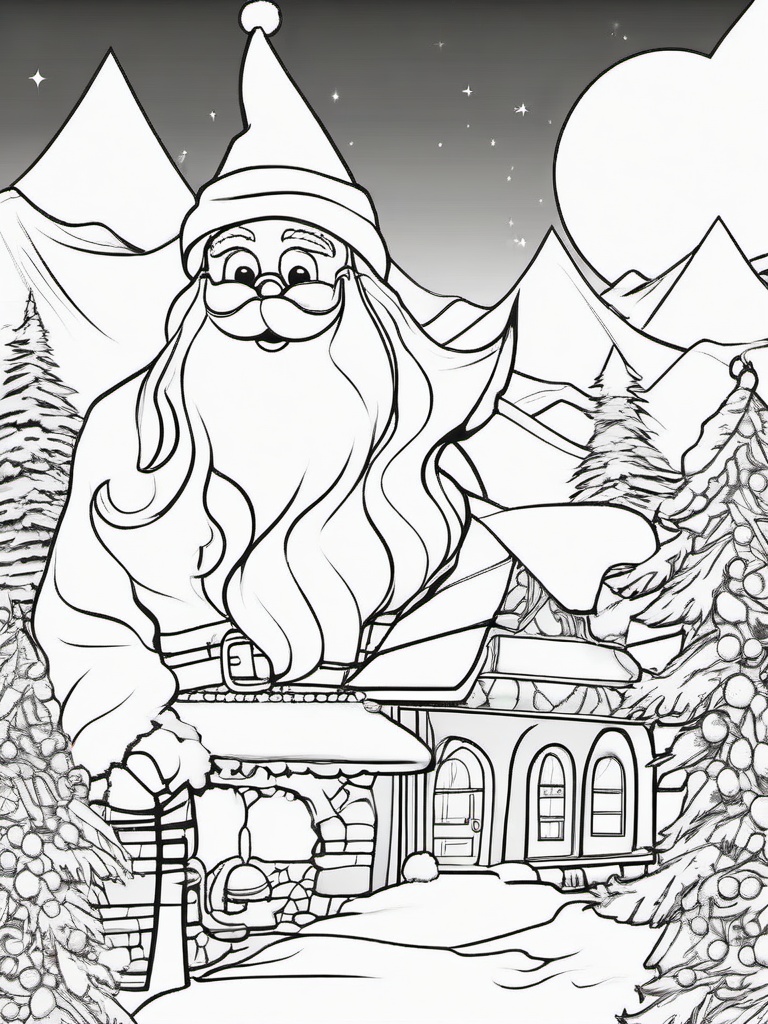 Santa Hat Color Page  outling,coloring pages,black and whit