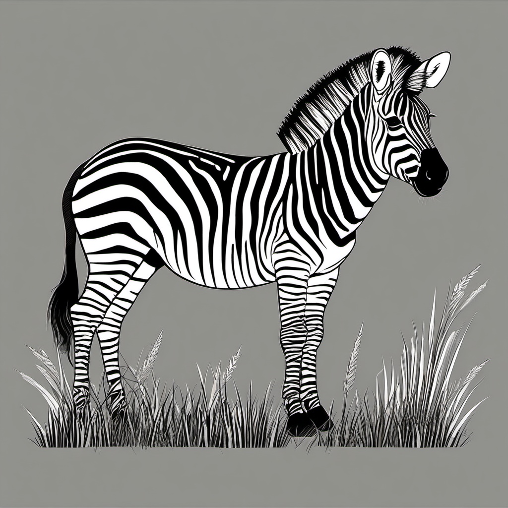 Cute Zebra in the African Grasslands  clipart, simple