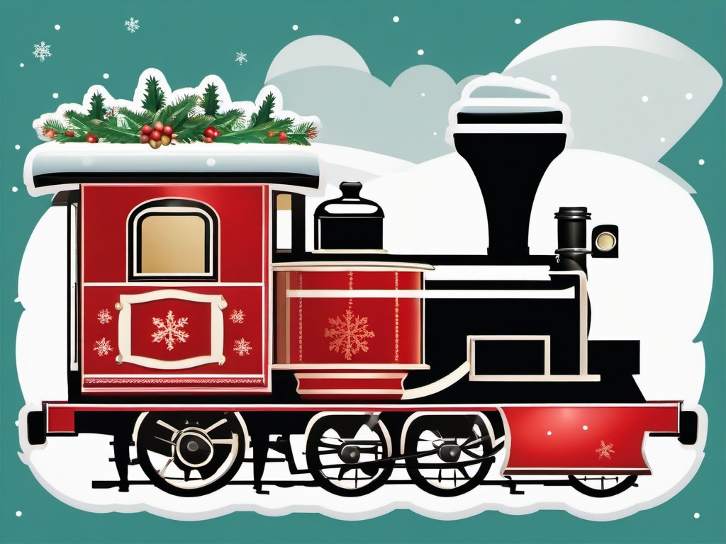 Train clipart - train with holiday decorations  