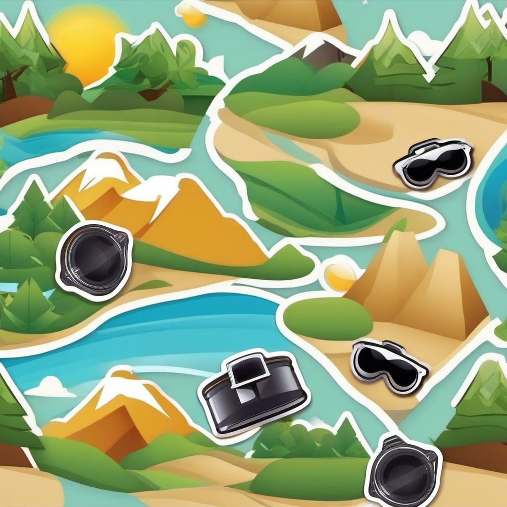 Map and Binoculars Emoji Sticker - Scouting out the destination, , sticker vector art, minimalist design