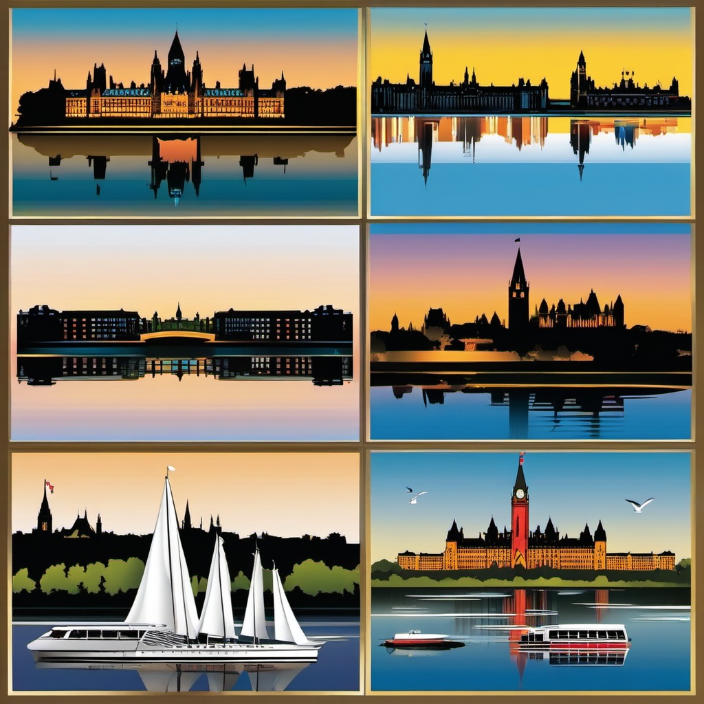 Ottawa clipart - Parliament Hill and Ottawa River,  color vector clipart