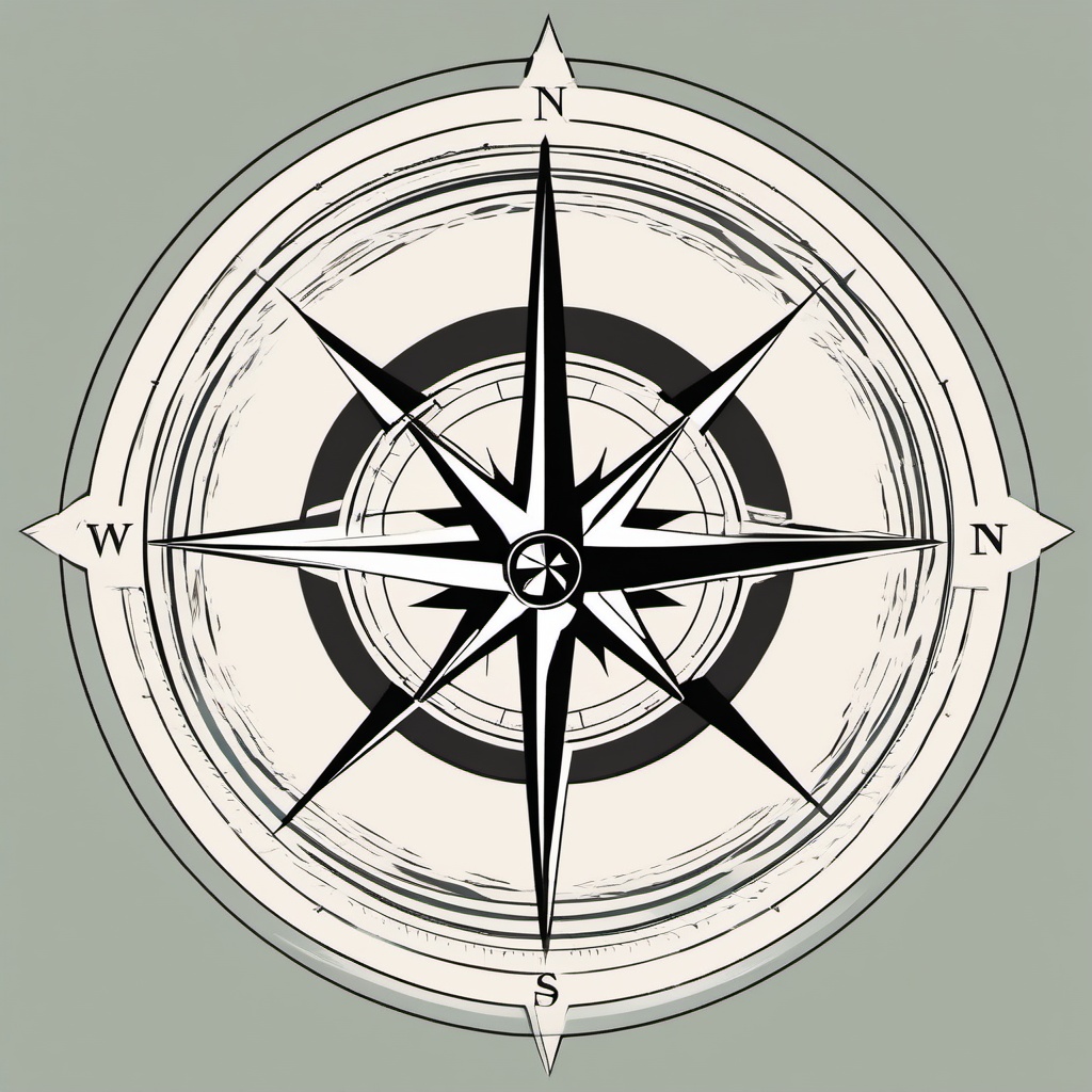 Compass Rose Clipart - A compass rose with cardinal directions, a guide to navigate uncharted waters.  color clipart, minimalist, vector art, 