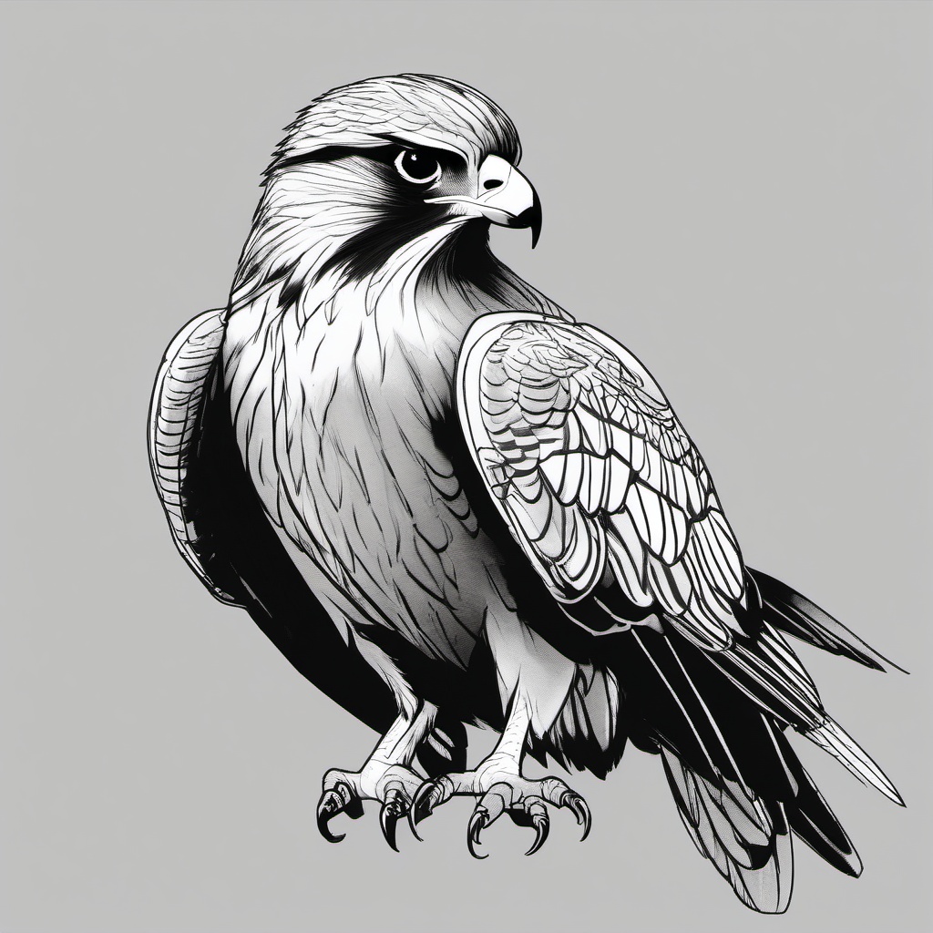 drawing of falcon  minimal rough sketch scribbles,doodles,black and white