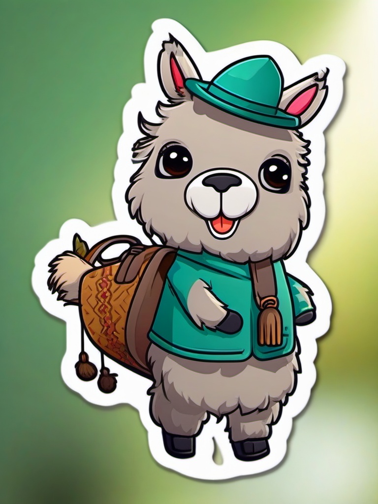 Llama cartoon - woolly, pack-carrying animal  cartoon sticker style