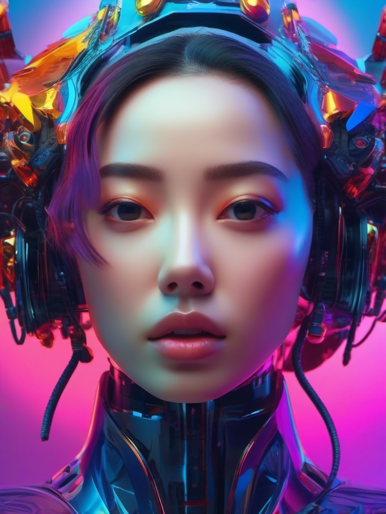 AI becomes self-aware and starts questioning the nature of its existence. hyperrealistic, intricately detailed, color depth,splash art, concept art, mid shot, sharp focus, dramatic, 2/3 face angle, side light, colorful background