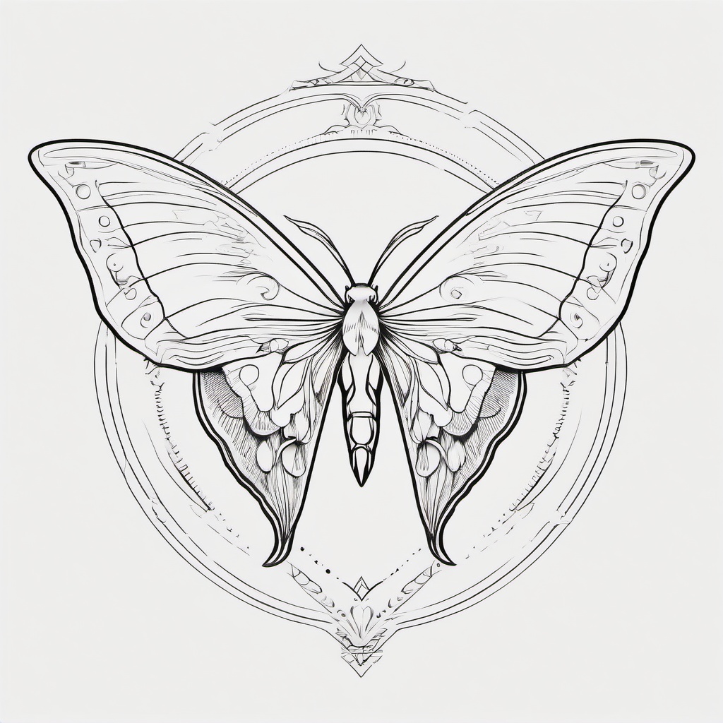 Luna Moth Sternum Tattoo - Sternum tattoo featuring a luna moth.  simple vector tattoo,minimalist,white background