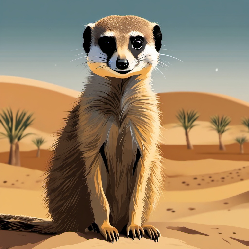 Meerkat clipart - Small, social mongoose in arid regions, ,vector color clipart,minimal