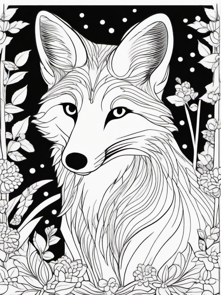 Fox Coloring Pages - Fox with a curious look and twinkling eyes  simple coloring pages