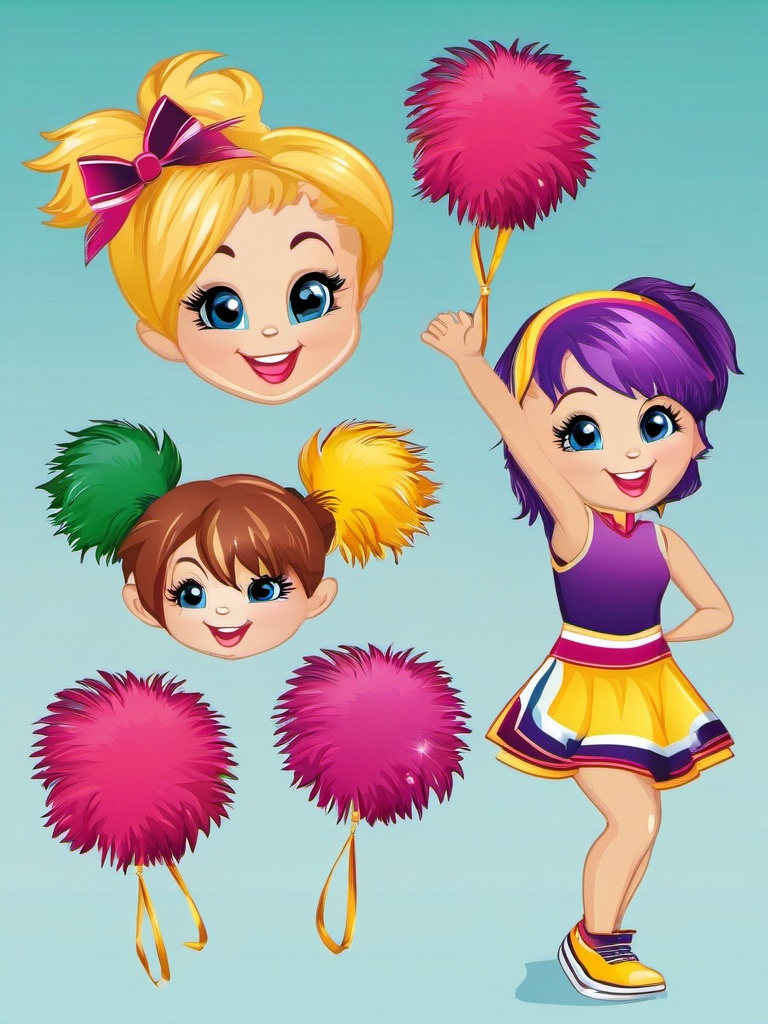 Cheer clipart - cheerleading pom-poms in the air  