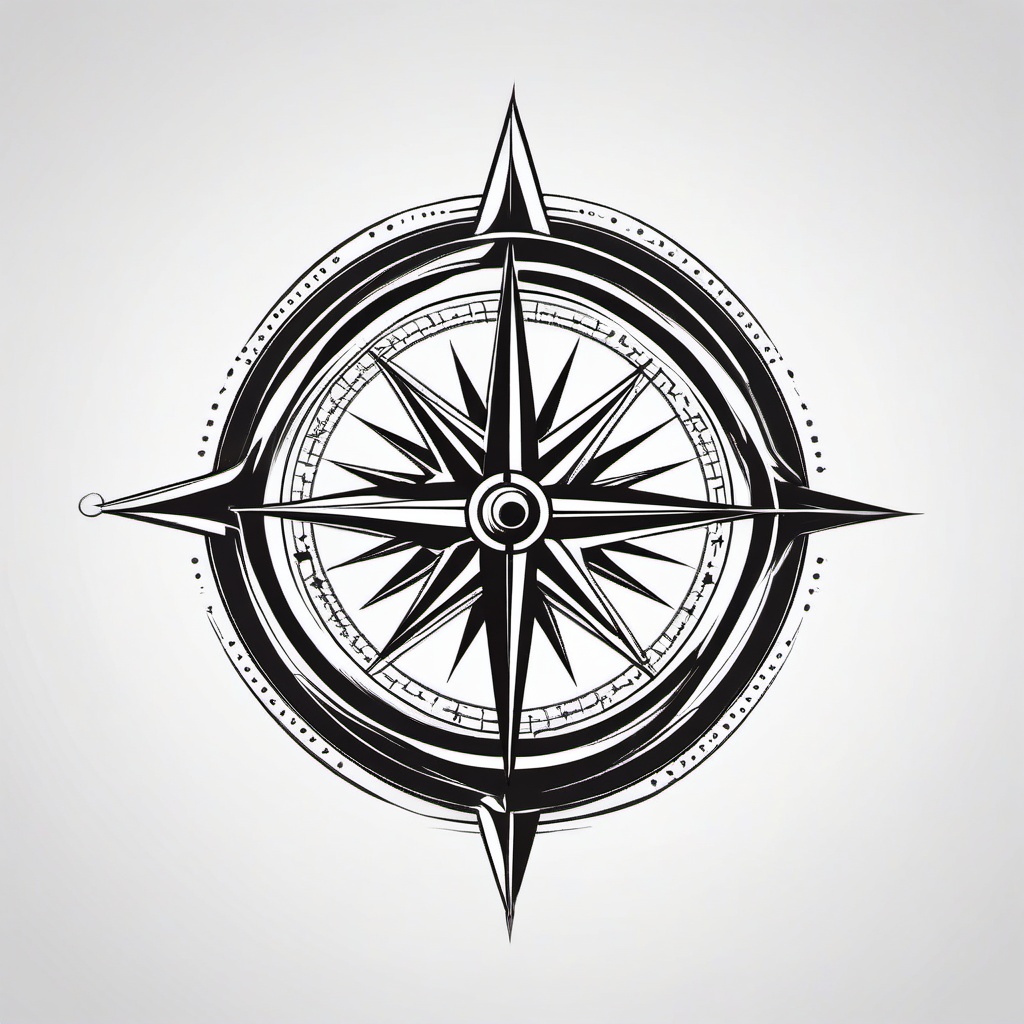 North Star Compass Tattoo - Compass design featuring the North Star.  simple vector tattoo,minimalist,white background