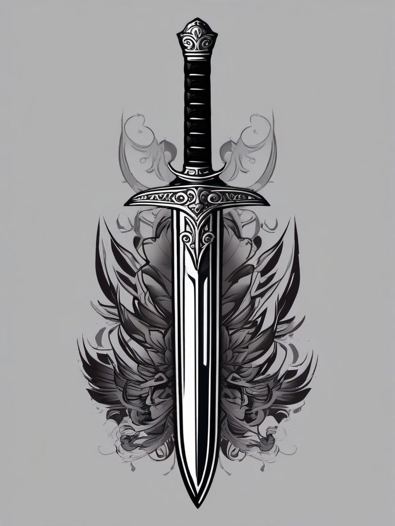 black and grey sword tattoo  simple vector color tattoo