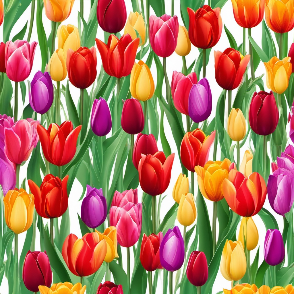 Tulip Field clipart - A field of colorful tulips, ,vector color clipart,minimal